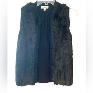 JJ Basic Sz S Black Rockstar Furry Sleeveless Sweater Knit Vest